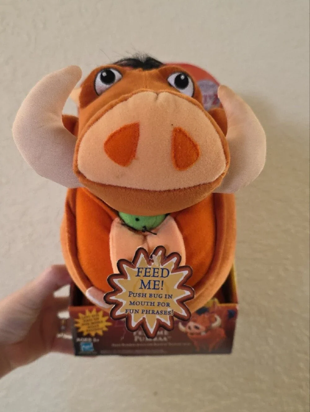 VTG 2002 Disney The Lion King Feed Me Pumbaa Talking Plush Toy Hasbro